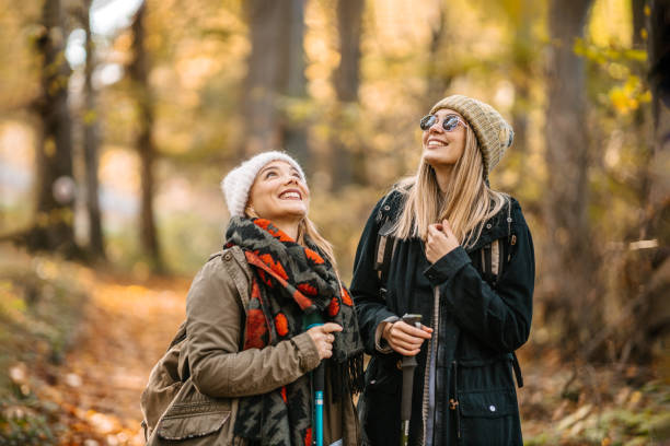 istock Two girlfriends on a hiking tour 1422970869