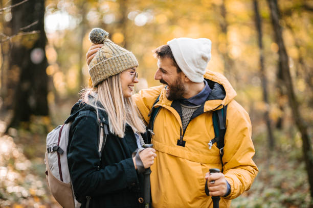 istock Hikers in love looking at each other 1422970924