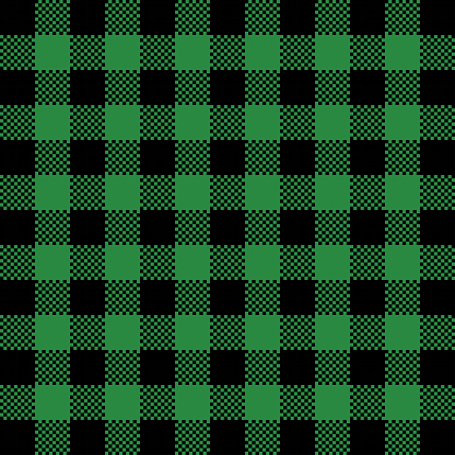 Buffalo Plaid seamless patten. Vector checkered Christmas green plaid textured background. Traditional fabric print. Flannel plaid texture for fashion, design. St. Patricks Day print.