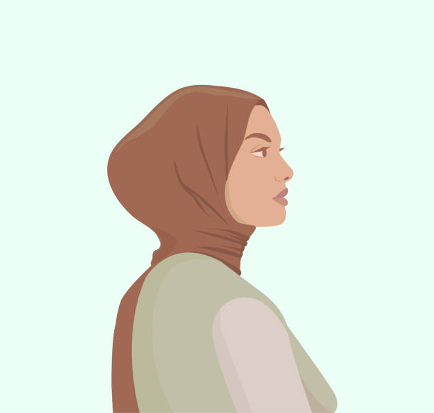 stockillustraties, clipart, cartoons en iconen met muslim beautiful woman in hijab vector - hoofddoek