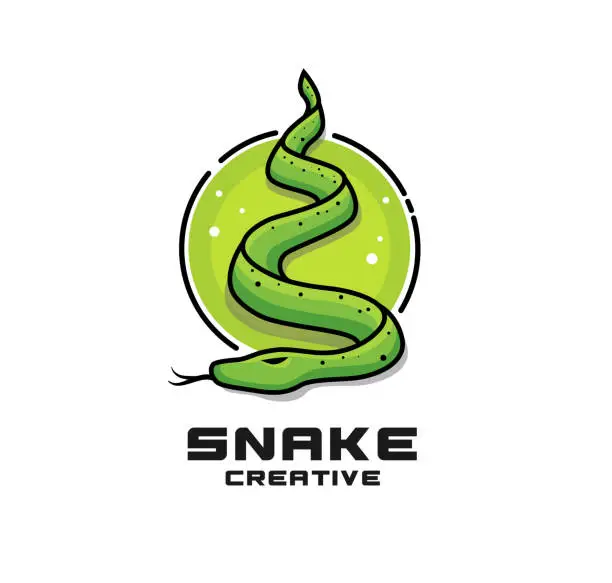 Vector illustration of green snake with circle symbol