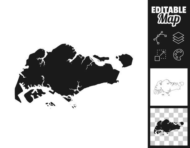 ilustraciones, imágenes clip art, dibujos animados e iconos de stock de mapas de singapur para el diseño. fácilmente editable - ciudad de singapur