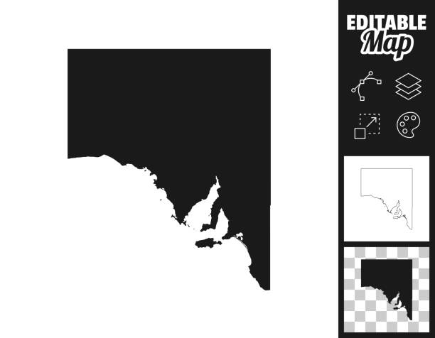 South Australia maps for design. Easily editable vector art illustration