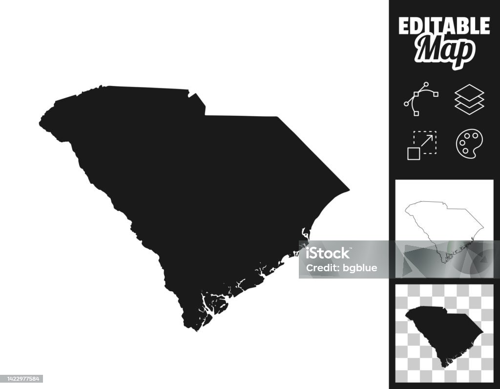 Simple Sc Map South Carolina Maps For Design Easily Editable Stock Illustration ...