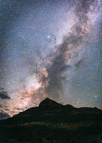 The Milky Way over the mountain range