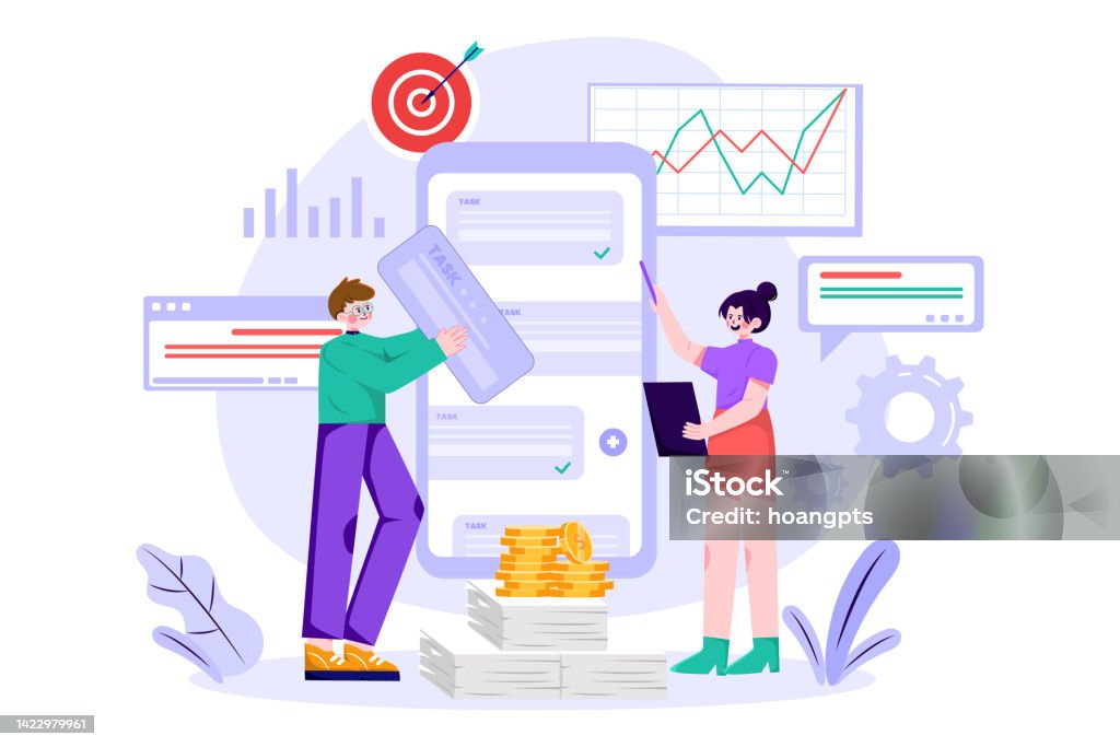 Business Task Management Illustration Concept On White Background Stock ...