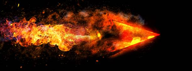 istock 3D illustration of fired flame arrows 1422980034