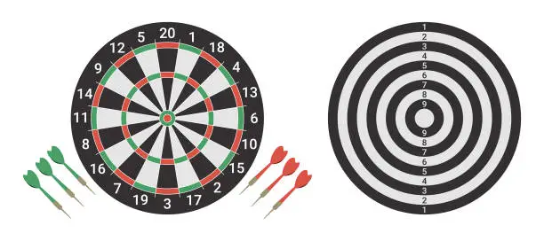 Vector illustration of Dart board arrow indoor game front and back side