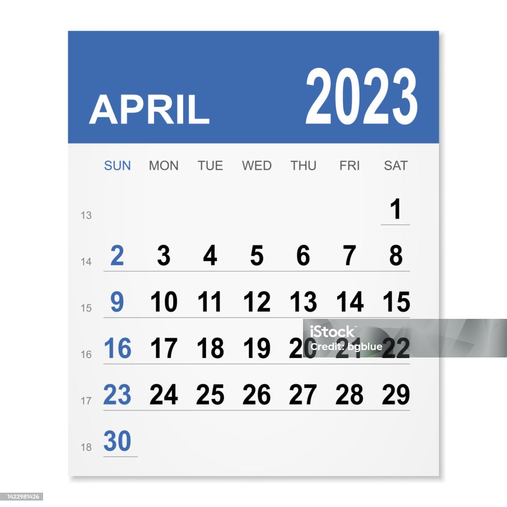 Календарь на апрель 2023 года - Векторная графика Календарь роялти-фри