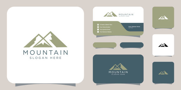 ilustrações de stock, clip art, desenhos animados e ícones de mountain   vector and business card - climbing rock climbing rock mountain climbing