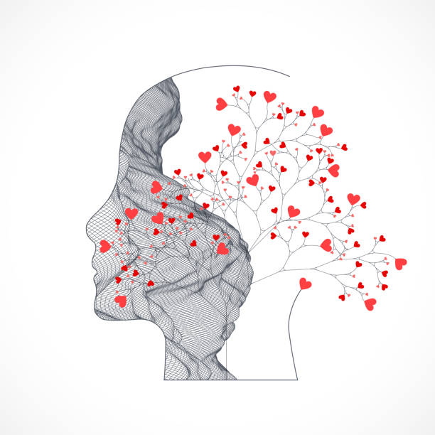 istock The human head is made in the style of a wireframe with flowers. 1422982733