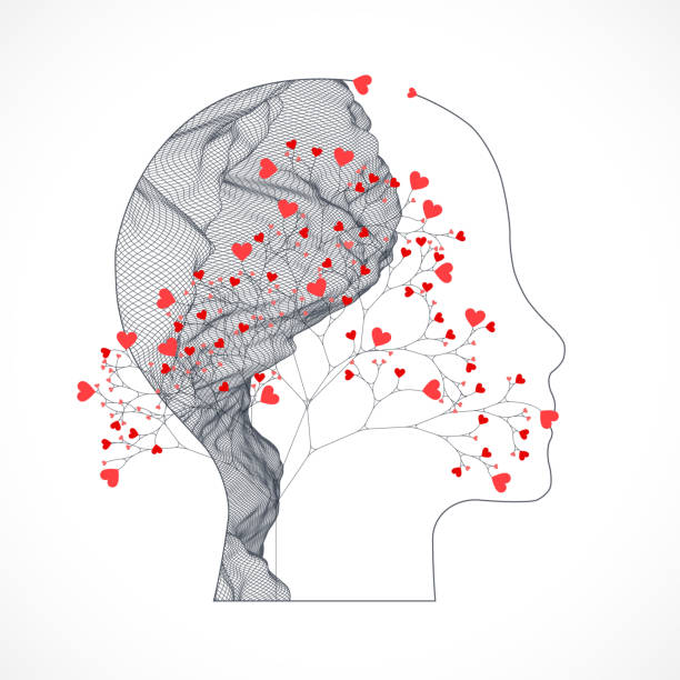 istock The human head is made in the style of a wireframe with flowers. 1422982773