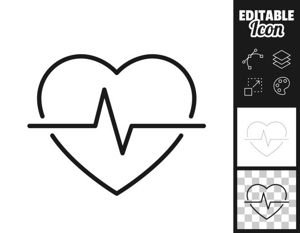 Heartbeat - Heart pulse. Icon for design. Easily editable Icon of "Heartbeat - Heart pulse" for your own design. Three icons with editable stroke included in the bundle: - One black icon on a white background. - One line icon with only a thin black outline in a line art style (you can adjust the stroke weight as you want). - One icon on a blank transparent background (for change background or texture). The layers are named to facilitate your customization. Vector Illustration (EPS file, well layered and grouped). Easy to edit, manipulate, resize or colorize. Vector and Jpeg file of different sizes. taking pulse stock illustrations