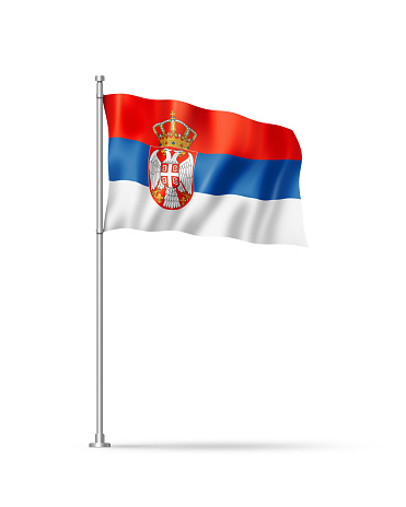 Serbia flag, 3D illustration, isolated on white