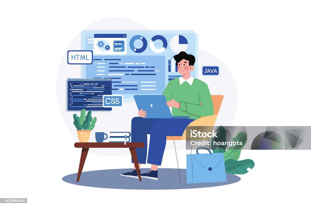 App Development Laptop App Development Concept With Laptop Stock Illustration - Download Image ...
