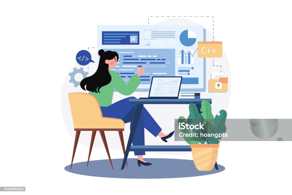 Writing Codes And Typing Data Code Technology Stock Illustration ...