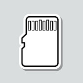 istock Memory card - Micros SD. Icon sticker on gray background 1422988923