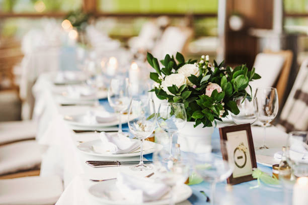 istock Fresh flowers wedding decoration. Table set up. 1422997555