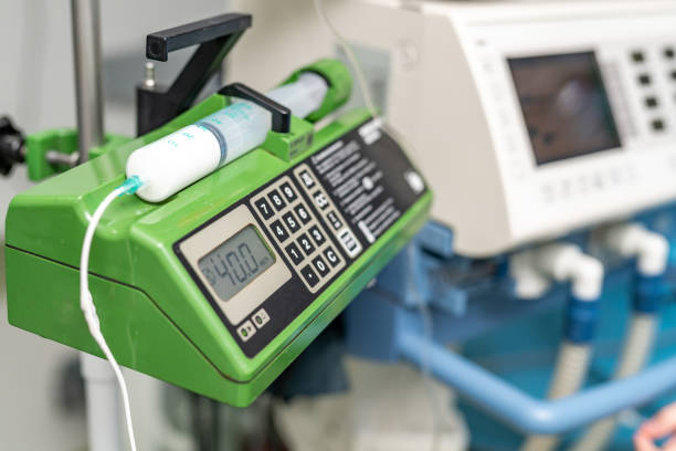 istock Medical operation equipment. Sterile surgery modern equipment. 1423002631