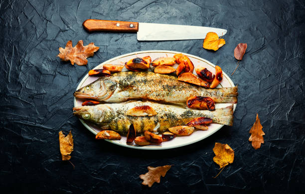 istock Baked dietary fish with quince 1423003332