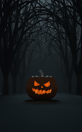 Spooky Halloween background with dark horror background. Easy to crop for all your social media and design need with copy space.