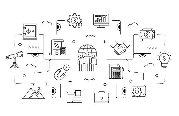 istock Business and Finance Related Vector Banner Design Concept, Modern Line Style with Icons 1423005833