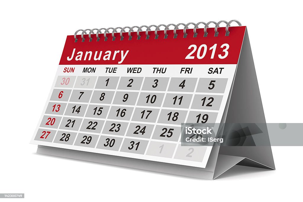 Календарь 2013 год. Января. Изолированные 3D изображение - Стоковые фото 2013 роялти-фри