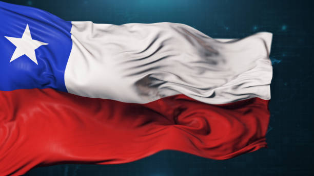 istock Flag of Chile on dark blue background 1423009596