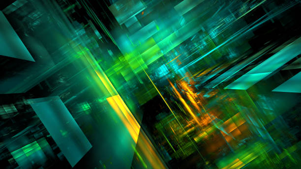 istock Abstract futuristic glowing geometric background, digital space. 3d illustration 1423011121