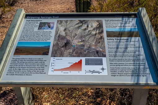 Organ Pipe NM, AZ, USA - Jan 21, 2022: The Dripping Spring Trail