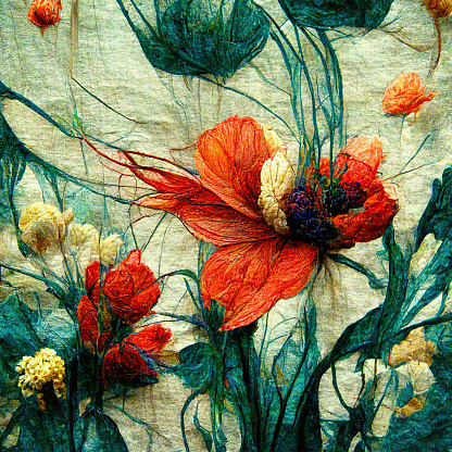 flower art  pattern. Digital art illustration