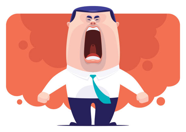 angry 사업가 비명 - boss shouting to employee stock illustrations
