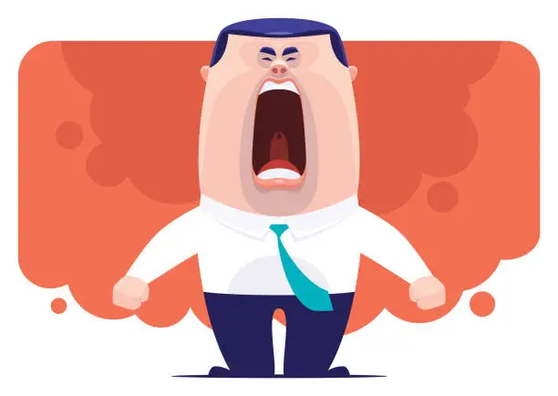 Vector illustration of angry businessman screaming