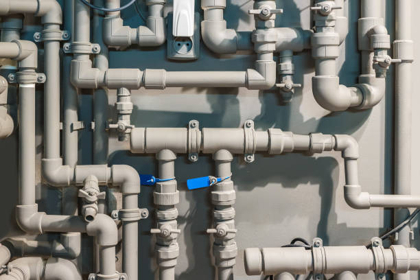 istock Image of communication from various PVC pipes and fittings. 1423019183