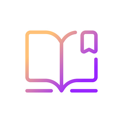 Reading e book pixel perfect gradient linear ui icon. Digital library. Ebook reader. Educational app. Line color user interface symbol. Modern style pictogram. Vector isolated outline illustration