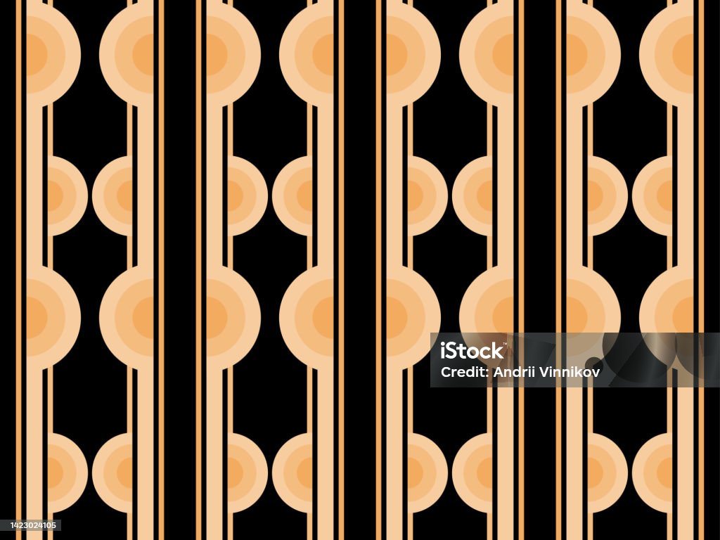 Art Deco Seamless Pattern Golden Art Line On Black Background Vintage