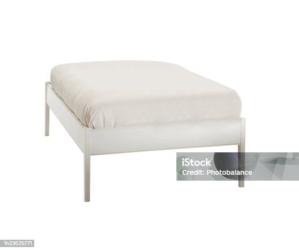 Bed On White Background Stock Photo - Download Image Now - Apartment, Architecture, Bed - Furniture