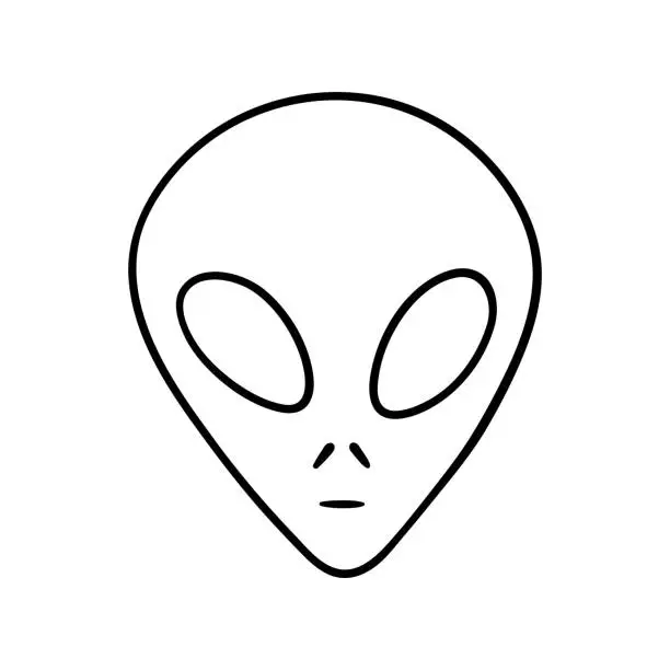 Vector illustration of Isolated vector illustration of alien. Cute thin line icon for design, cover etc.