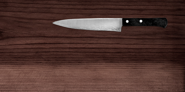 Topview of Cooking Knife and Cutting Board