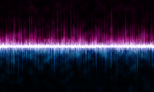 Pink blue sound wave on dark background
