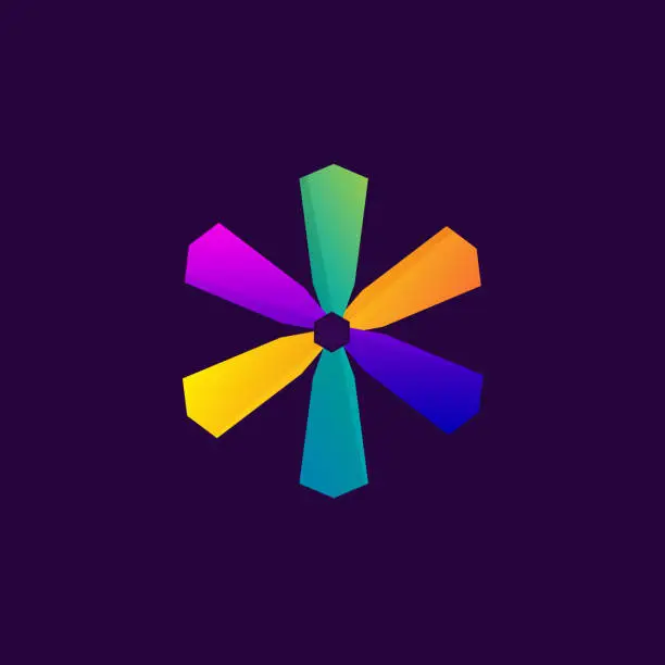 Vector illustration of Asterisk logo with colourful gradient design vector