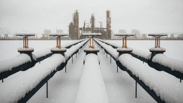 gasoduto no inverno - pipeline gas pipe pipe natural gas - fotografias e filmes do acervo