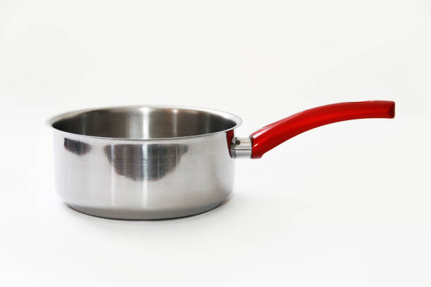 istock metal ladle with red handle for cooking on a white background 1423033572