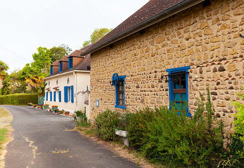 View of typical stone house in the Nouvelle-Aquitaine, France