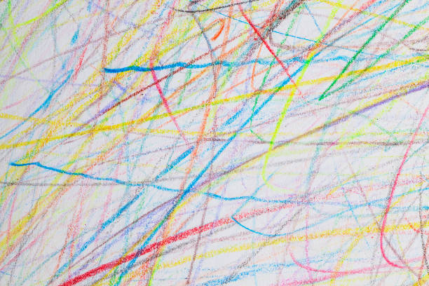 istock Chaotic lines drawn on paper with pencils 1423036792