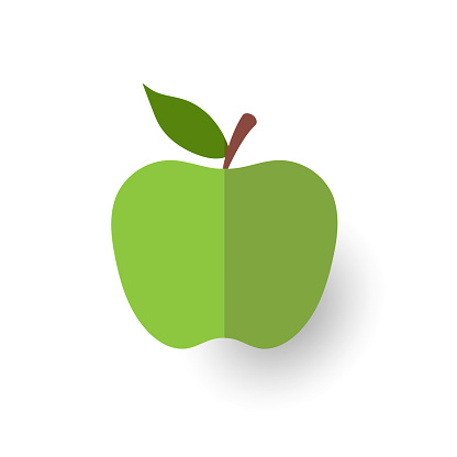 Green Apple paper icon on white background. Vector illustration. EPS10