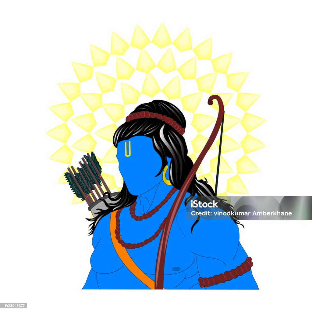 Vector Art Of Lord Ram Or Rama Azure Body Color With Persian Plum ...