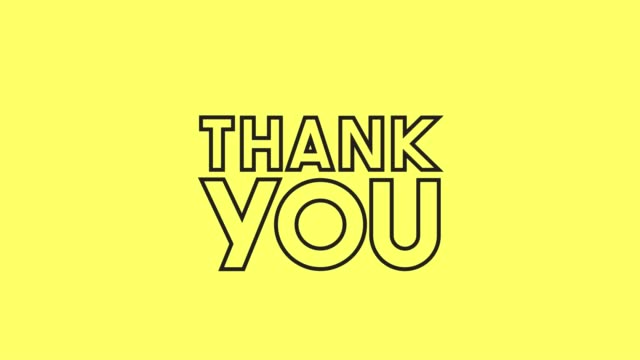 Thank You Doodle Line Text Animation on Yellow Background