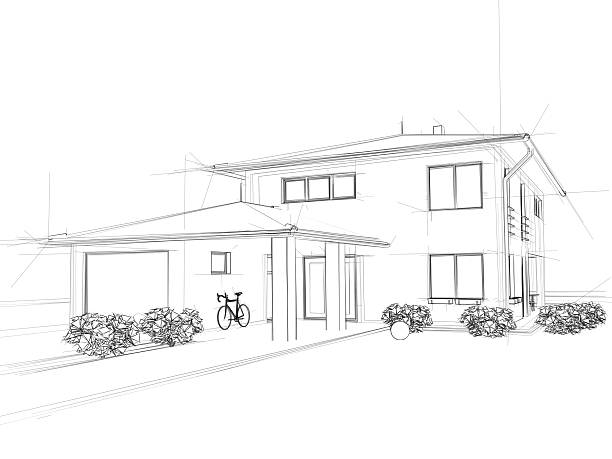 istock Illustation of a house. Black ink drawing. 142305705