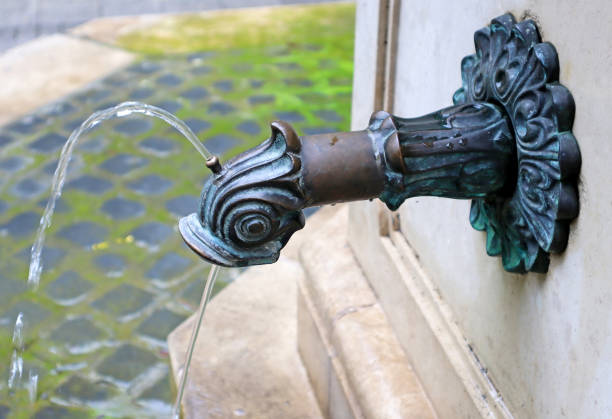 Closeup of a fountain in a Buddhist temple